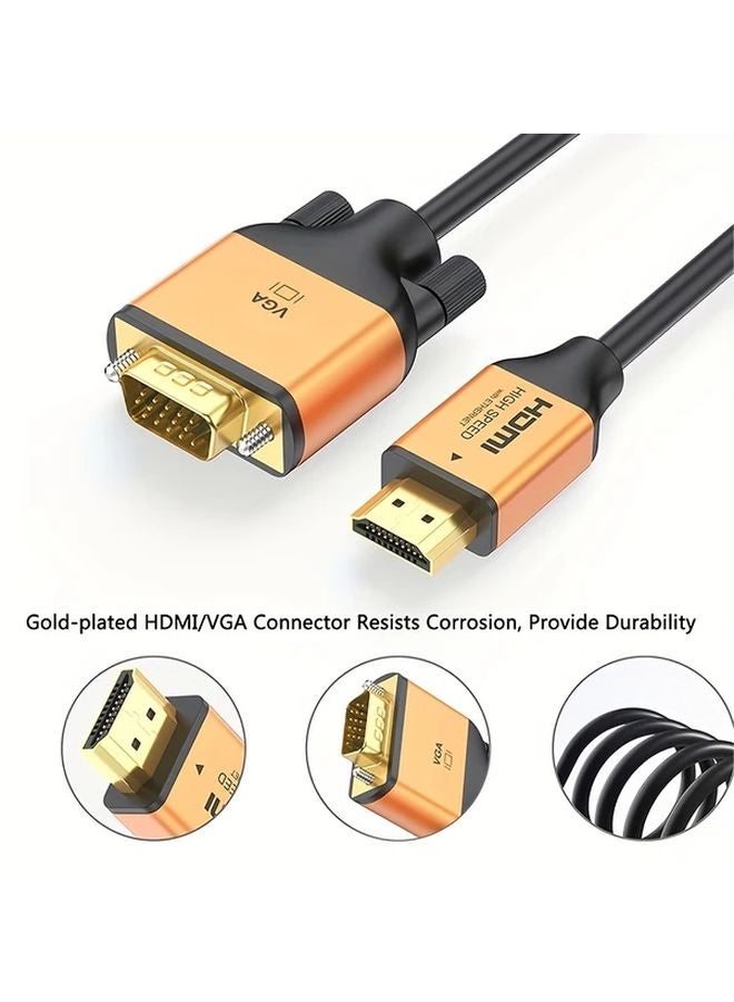 محول VGA أسود ذهبي 6 أقدام بدقة 1080p مع صوت للابتوب وكمبيوتر وجهاز عرض - Image 5